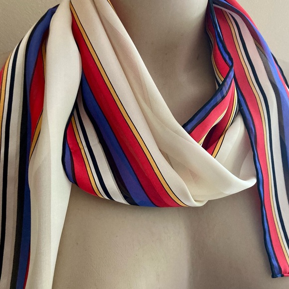 Vintage ECHO striped, long silk scarf - Picture 3 of 9